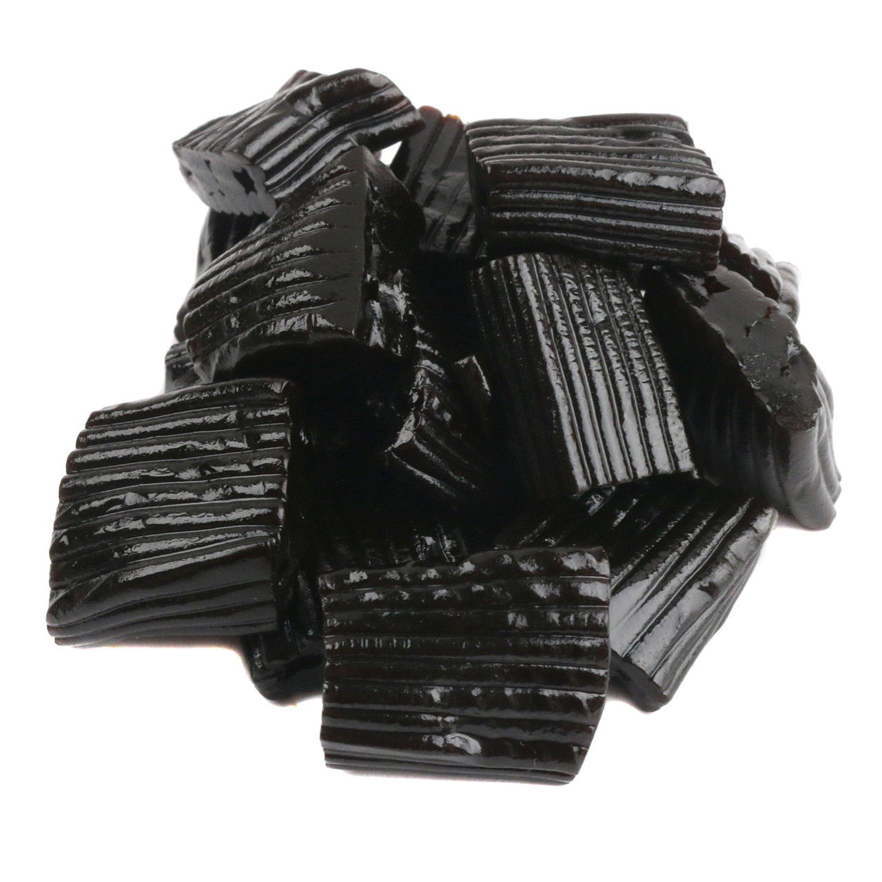 Finnska Black Licorice Ripples, bite-sized, firm, black candy pieces with distinctive ripples, Gerrit Verburg brand.