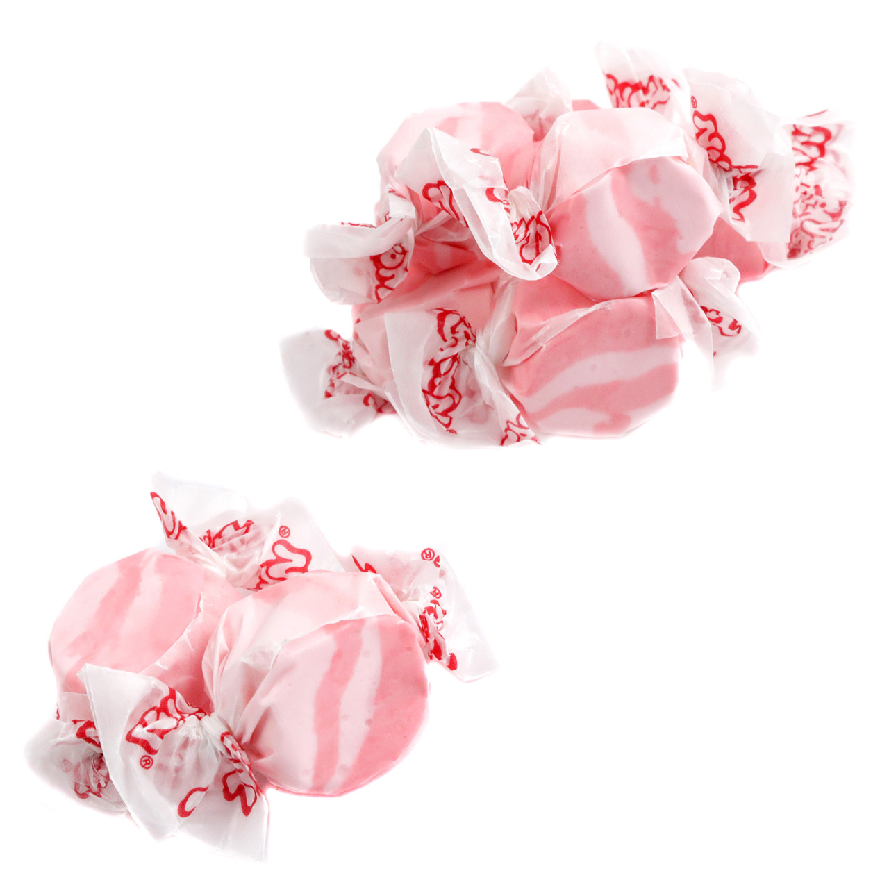 Taffy Town pink Cranberry Raspberry Salt Water Taffy, sweet and tart berry flavor, approx 65 pieces per pound.