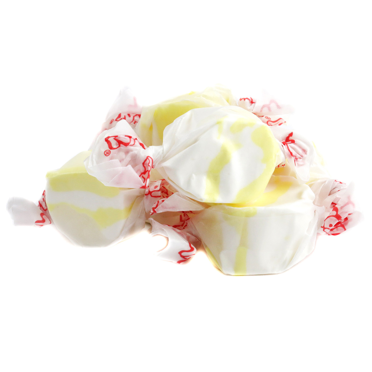 Light yellow, creamy Salt Water Taffy Buttered Popcorn, sweet and salty, approx. 65 pastel pieces.