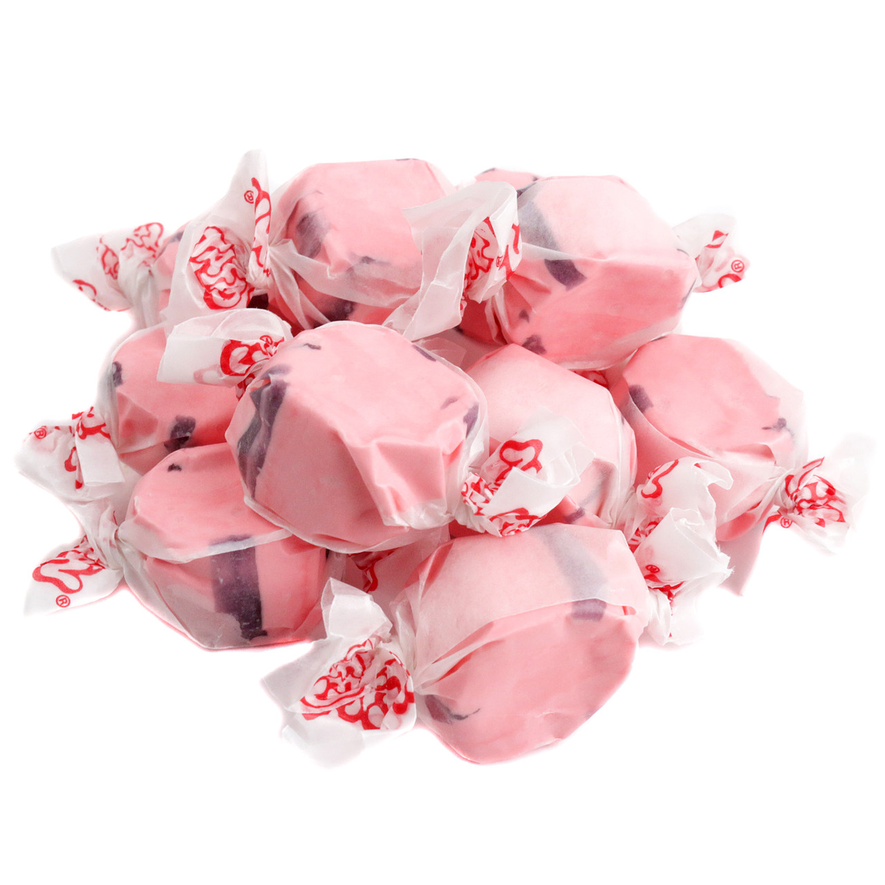 Taffy Town Pomegranate Salt Water Taffy, sweet tart pink and purple candy, approximately 65 pieces per pound.