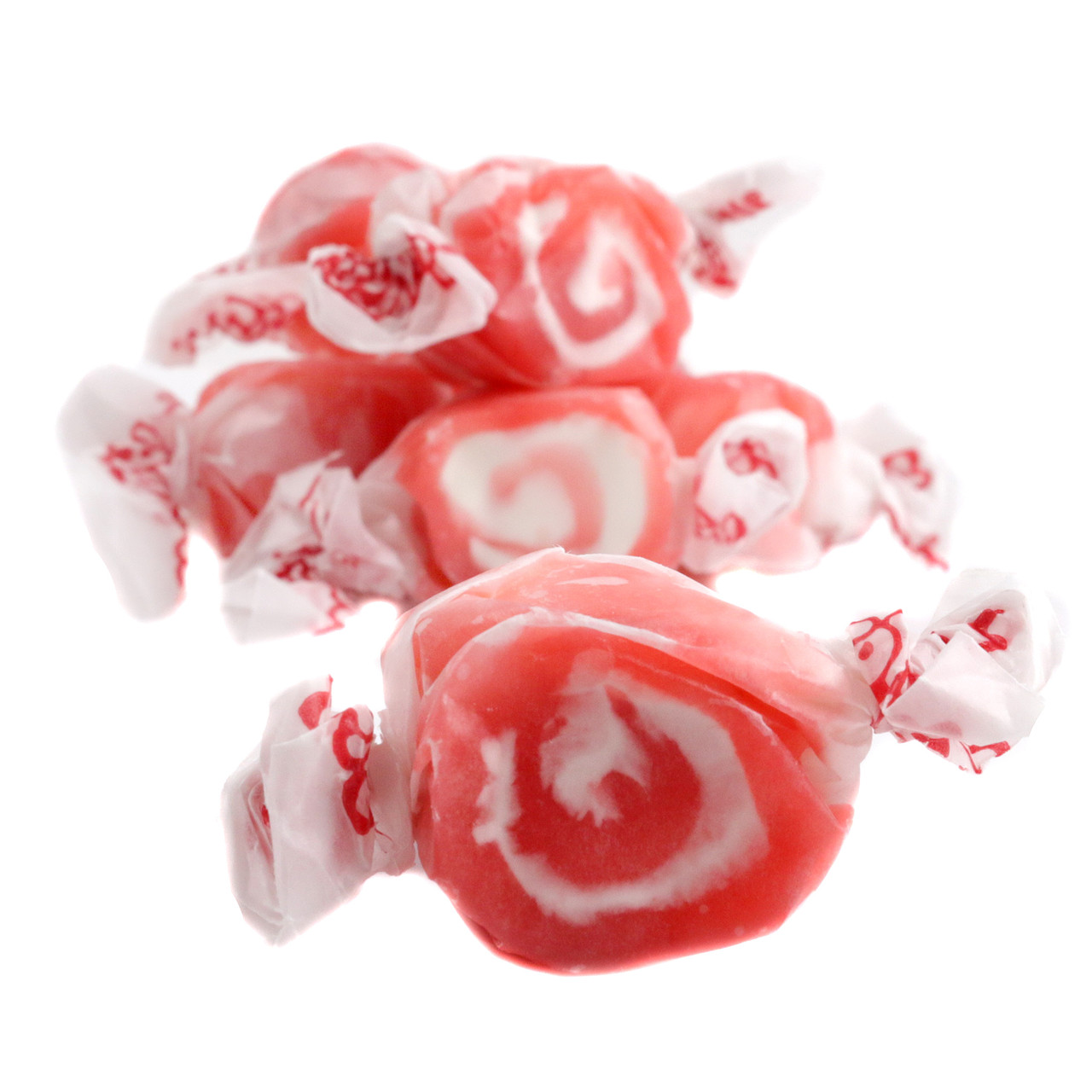 Red Licorice Swirl Salt Water Taffy, bright, colorful, approximately 65 pieces per pound, Taffy Town USA.