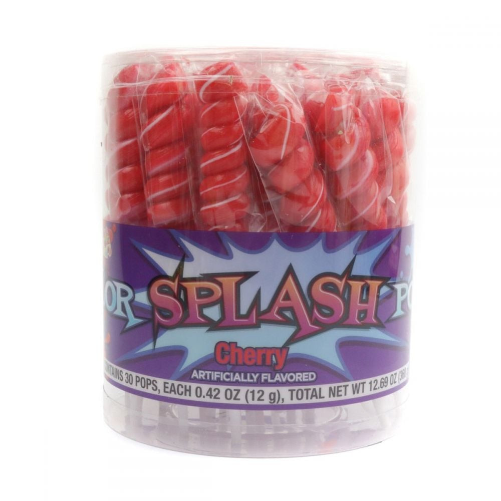 Vibrant red Albert's Twist Pops, 30 cherry lollipops, individually wrapped.