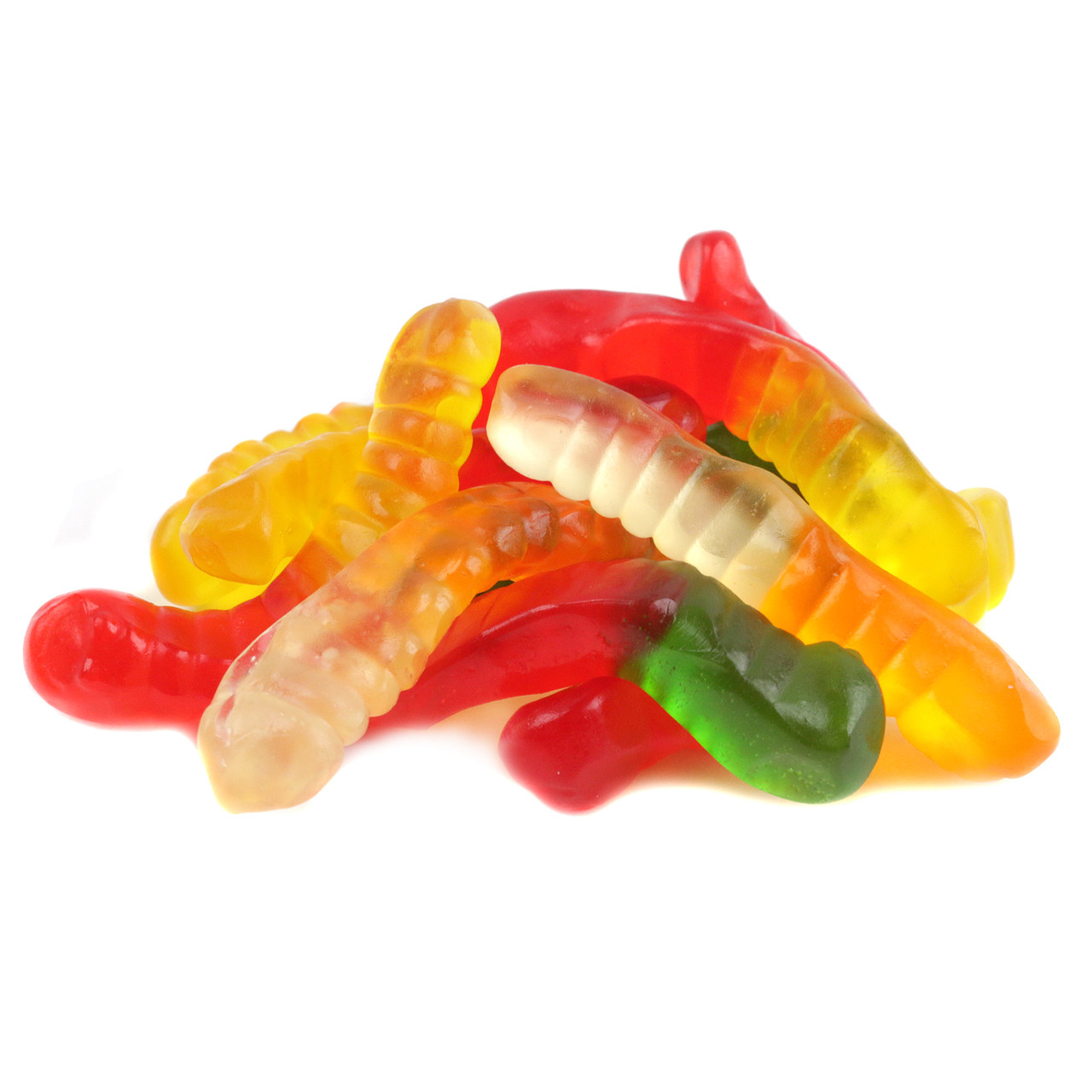 Albanese Mini Gummy Worms, small, vibrantly colored, rainbow assortment, approximately 95 worms per pound.