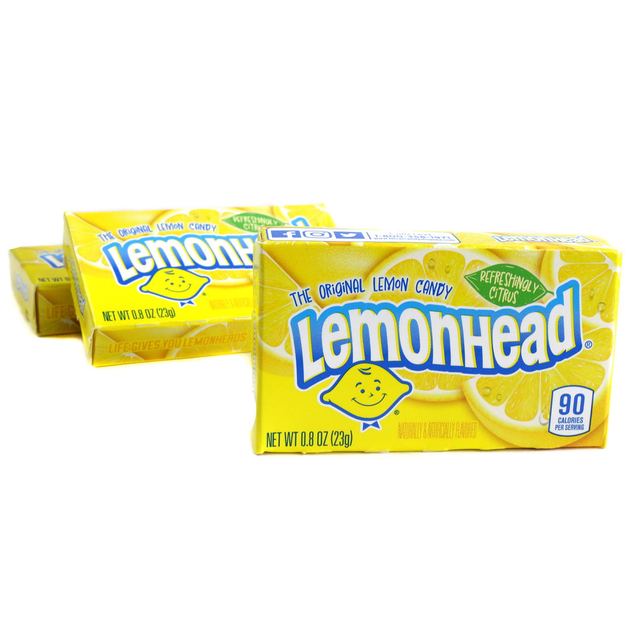 24 mini Lemonheads candy packs, sour lemon flavor, in cute yellow boxes. Retro and fun size 0.8oz packs.