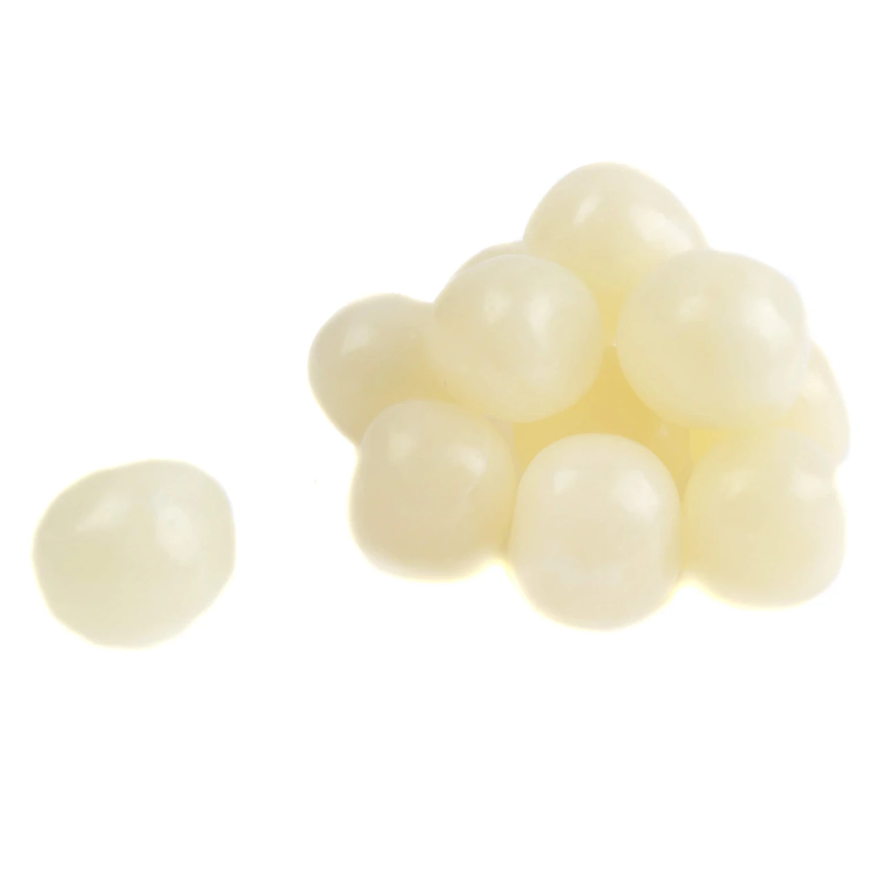 Pina Colada Chewy Sour Balls, approx 95 pieces per pound. Tangy sweet candy for tropical, wedding, luau parties.