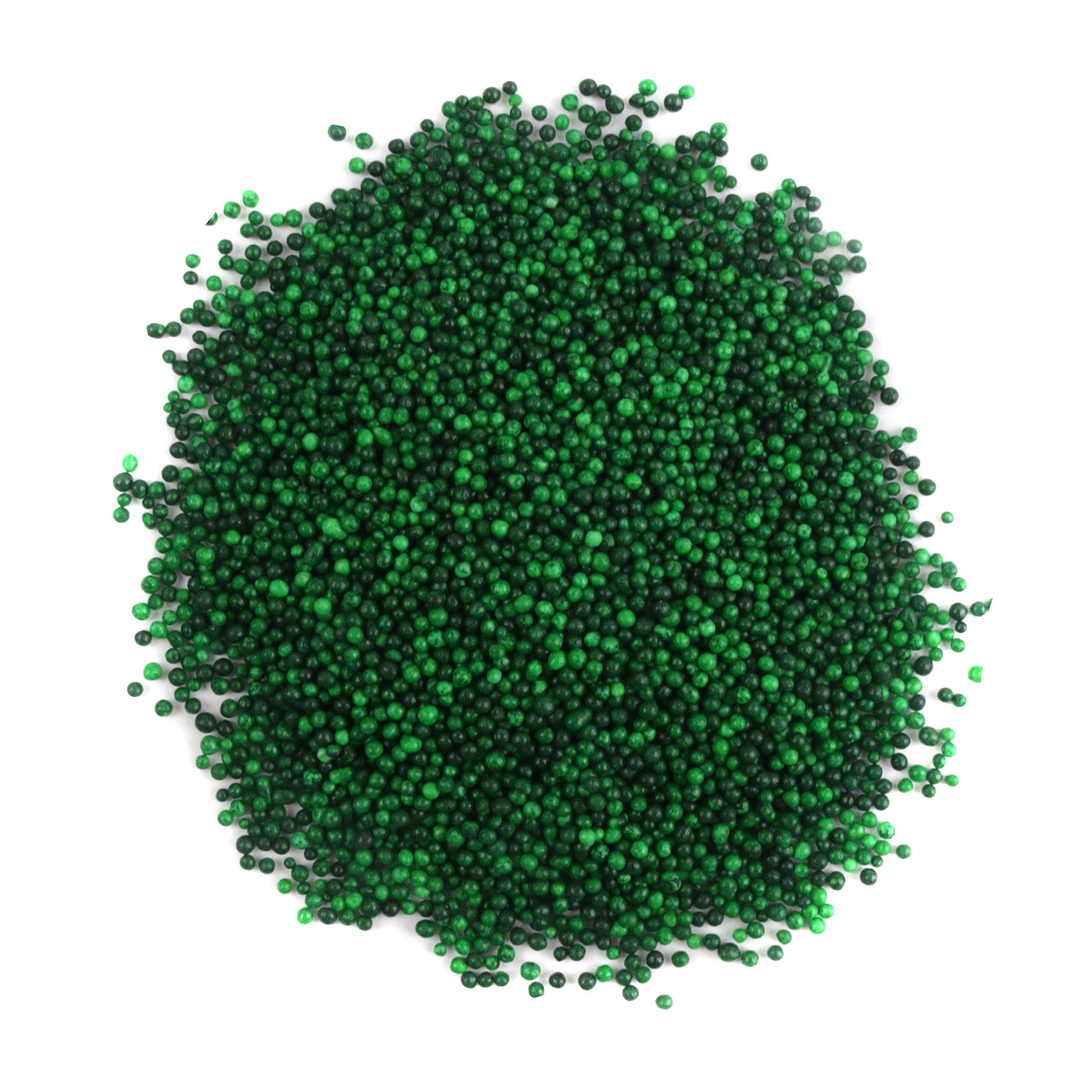 Vibrant green nonpareil sprinkles, tiny spheres ideal for baking, decorating cakes, and St. Patrick's Day treats.