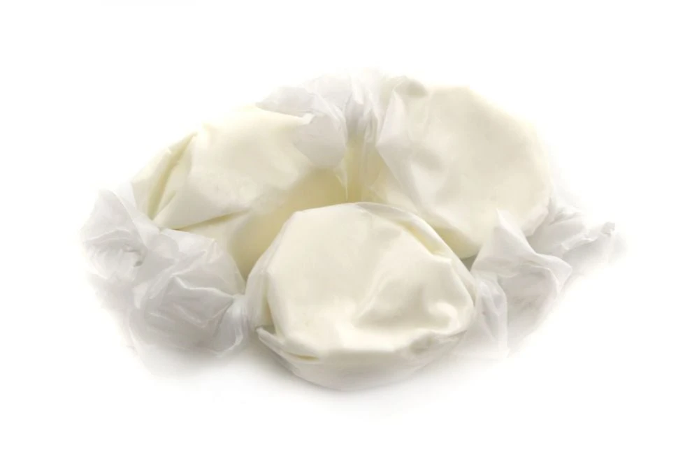 White Vanilla Salt Water Taffy by Sweets Candy Company, approx 60 gluten-free pieces per pound, Made in USA.