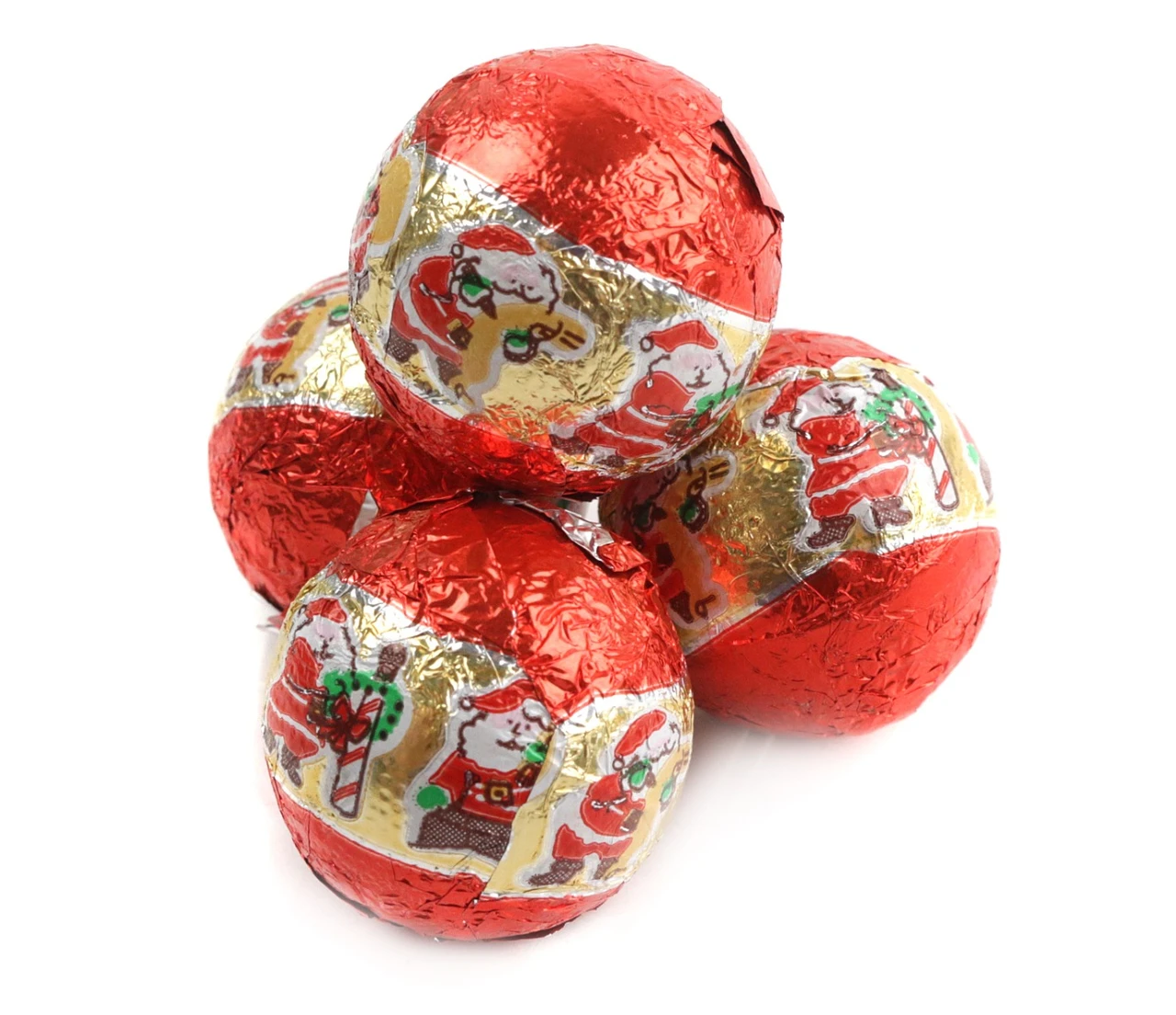Palmer Chocolate Caramel Kringles, approx 35 per pound, chewy caramel, silky milk chocolate, festive red foil, Christmas candy.