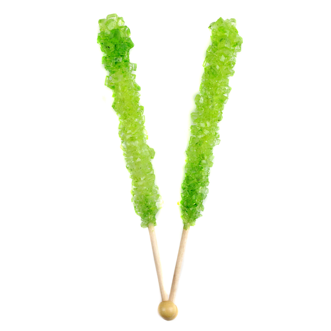 12 wrapped light green rock candy sticks, 6-inch, vibrant watermelon flavor, perfect for events.