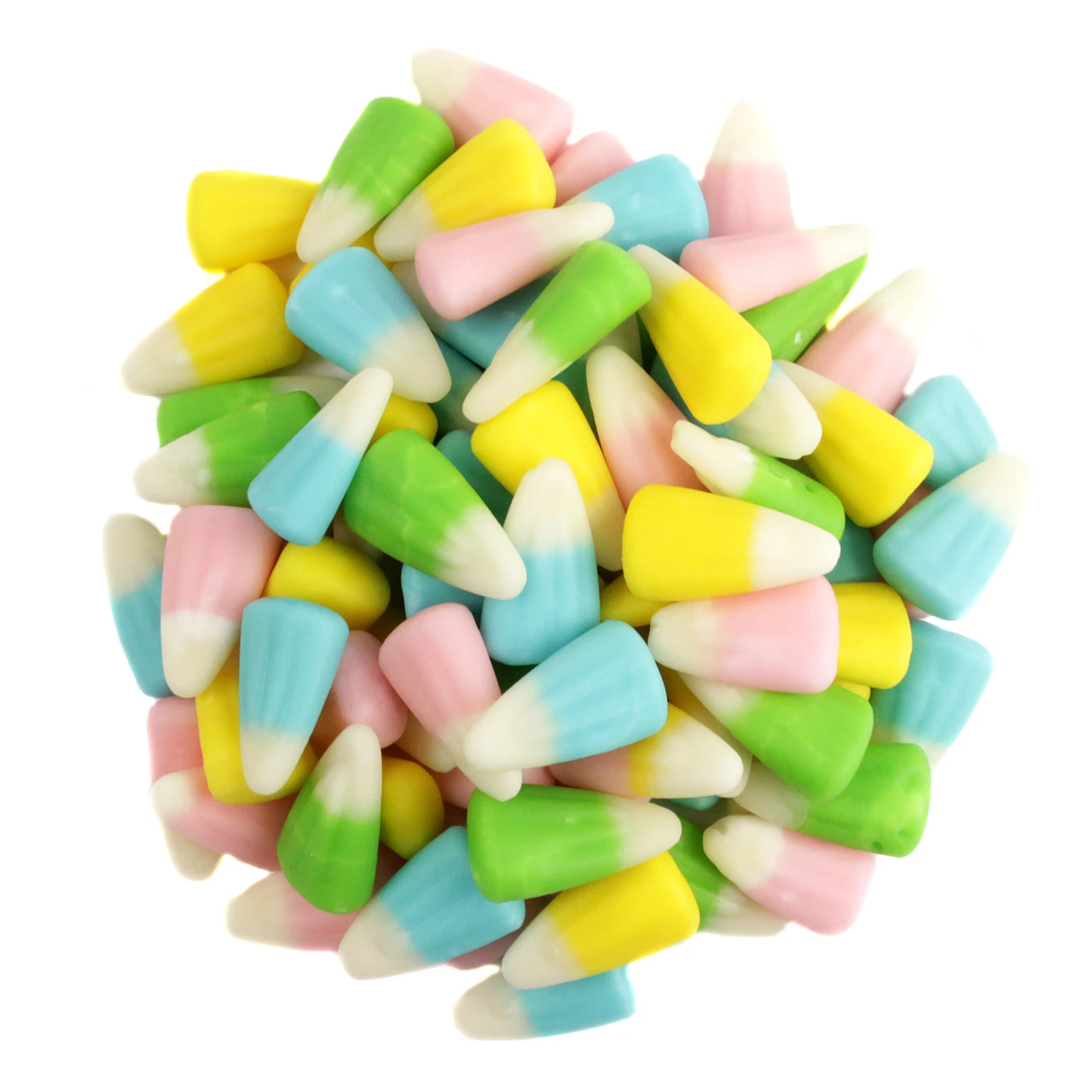 Easter Candy Corn, pastel blue, green, pink, yellow pieces. Approx 400 per lb. Festive, nostalgic Easter candy.