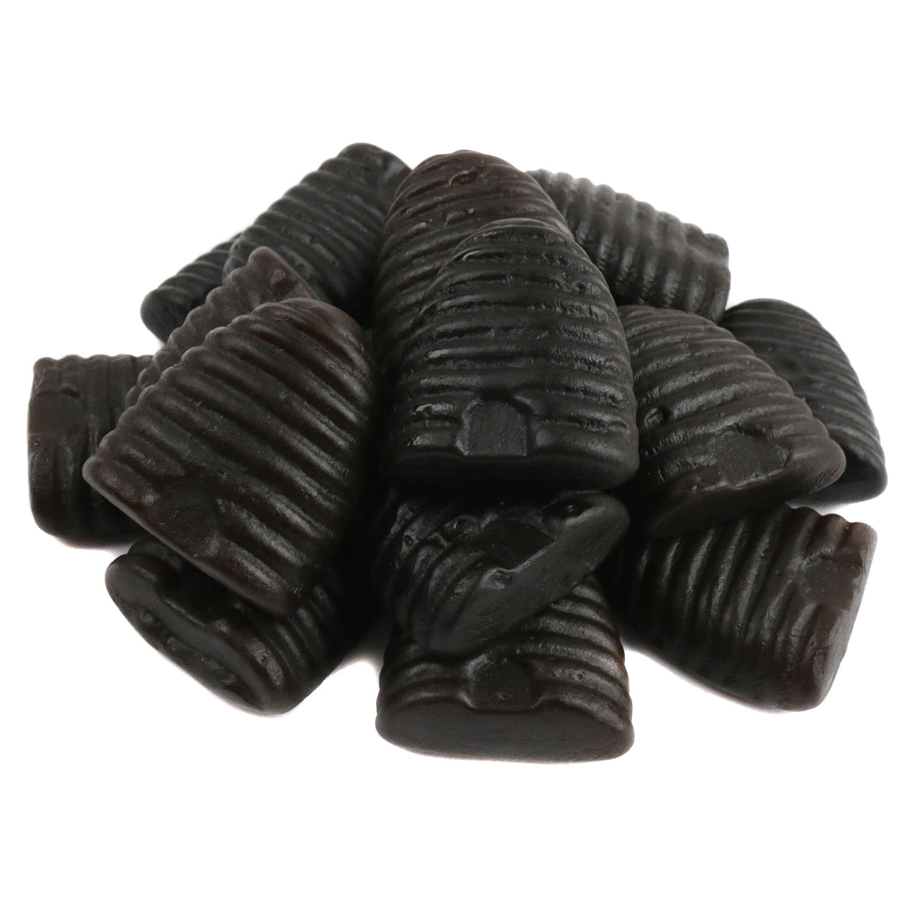 Authentic black Dutch beehive honey licorice, 1 inch pieces, approximately 100 per pound.
