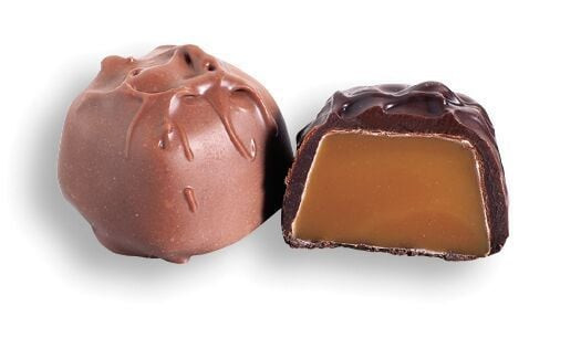 Ashers Sugar Free Milk Chocolate Vanilla Caramels, approx 30 brown milk chocolate pieces per pound.