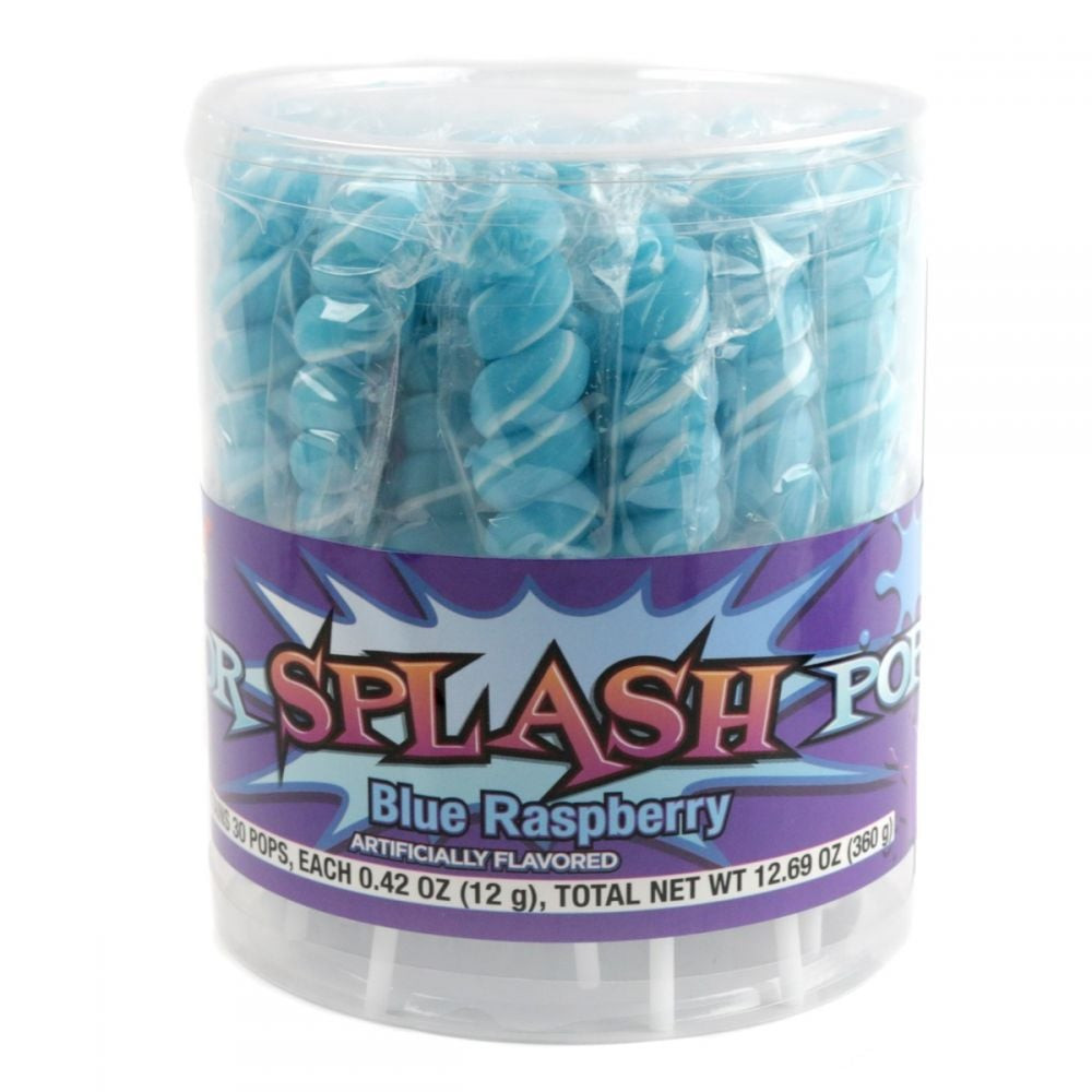 30 Baby Blue Twist Lollipops, individually wrapped blue raspberry flavored, 2.5 inch twisted blue candy.