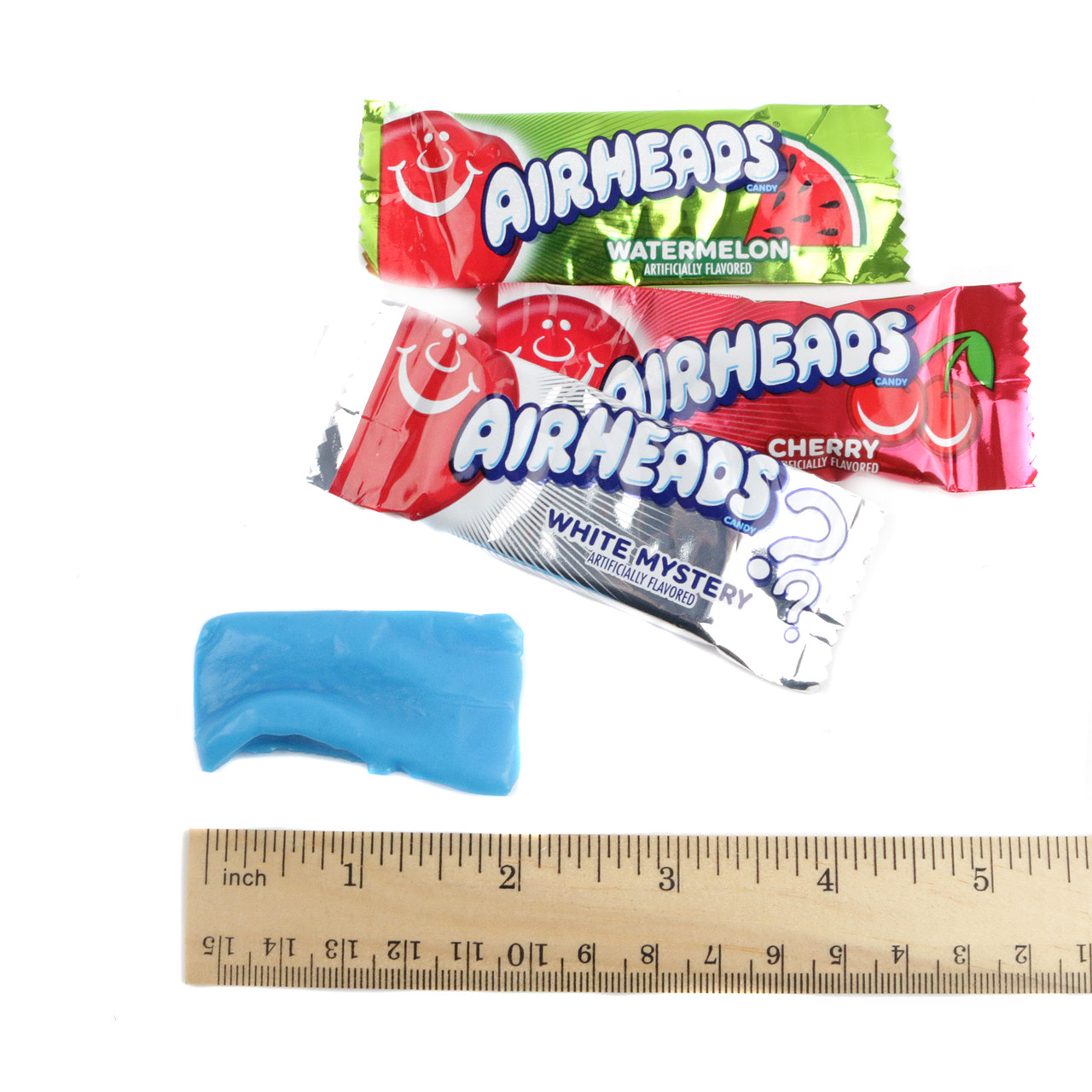 Vibrant, individually wrapped mini Airheads candy. Assorted red, blue, green pieces, approx 40 per pound.