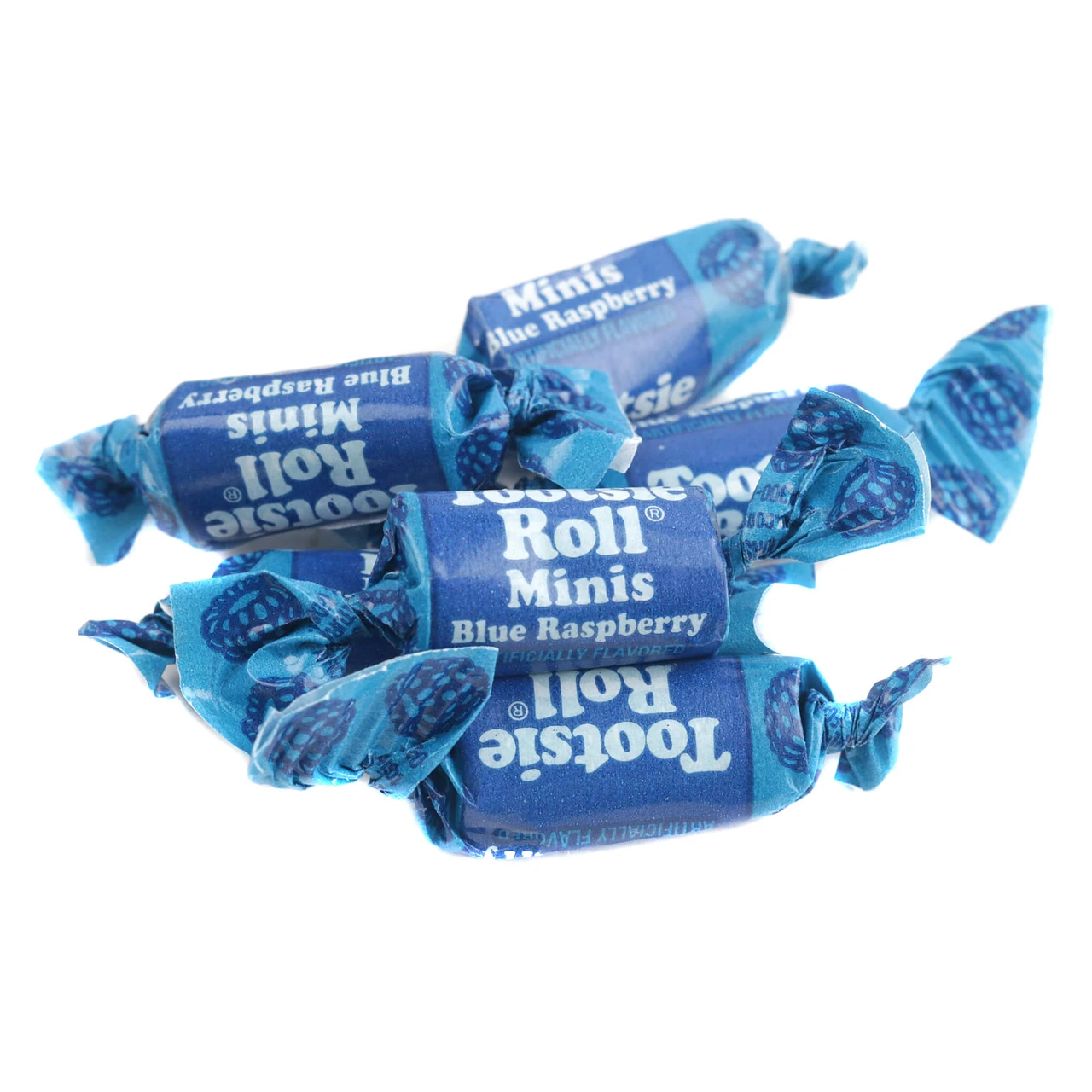 Bright blue, chewy Blue Raspberry Frooties, approx 140 candies per pound.