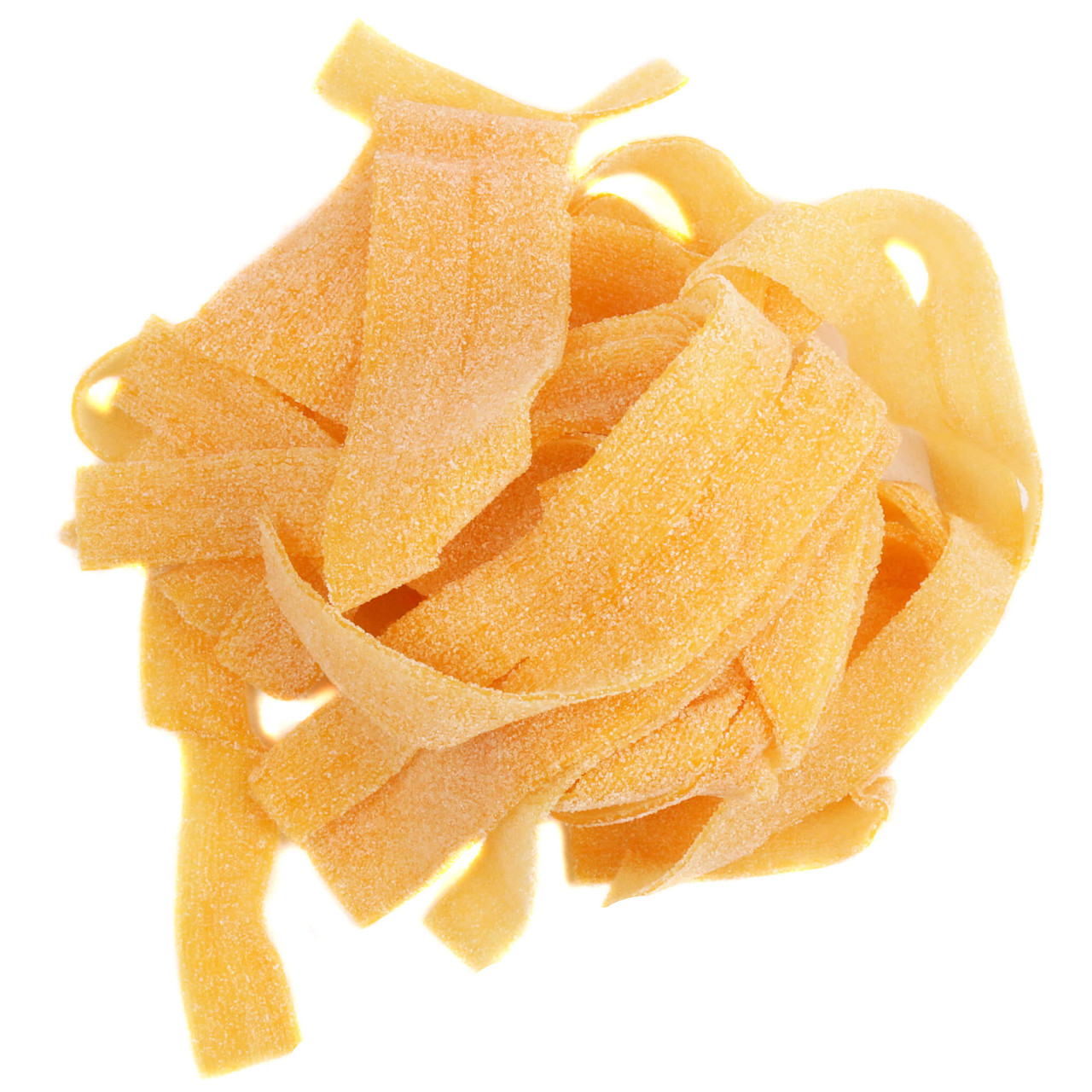 Vibrant yellow mango sour belts, approximately 50 per lb. Sweet and tangy Dorval gummy candy, super sour coated.