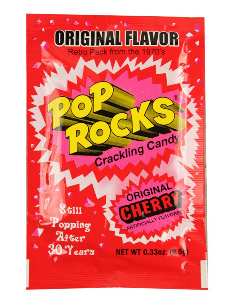 Box of 24 Pop Rocks Cherry packs, retro 1970s red candy, original packaging, bulk.