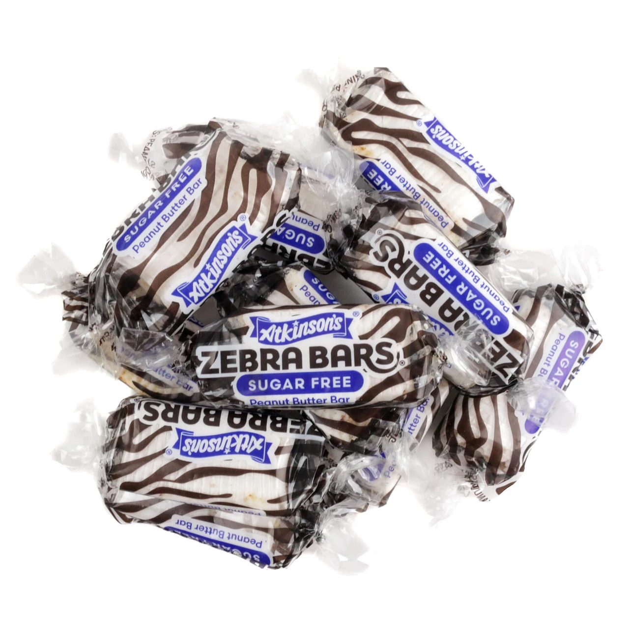 Atkinson Sugar Free Peanut Butter Bars, approx 65 tan flaky crunchy bars, classic, gluten-free, USA bulk candy.