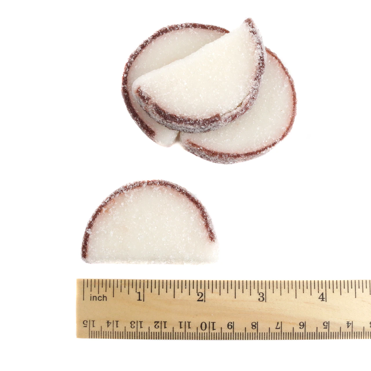 White unwrapped coconut jelly candy slices, 5 pound box, approx 90 tropical fruit slices.