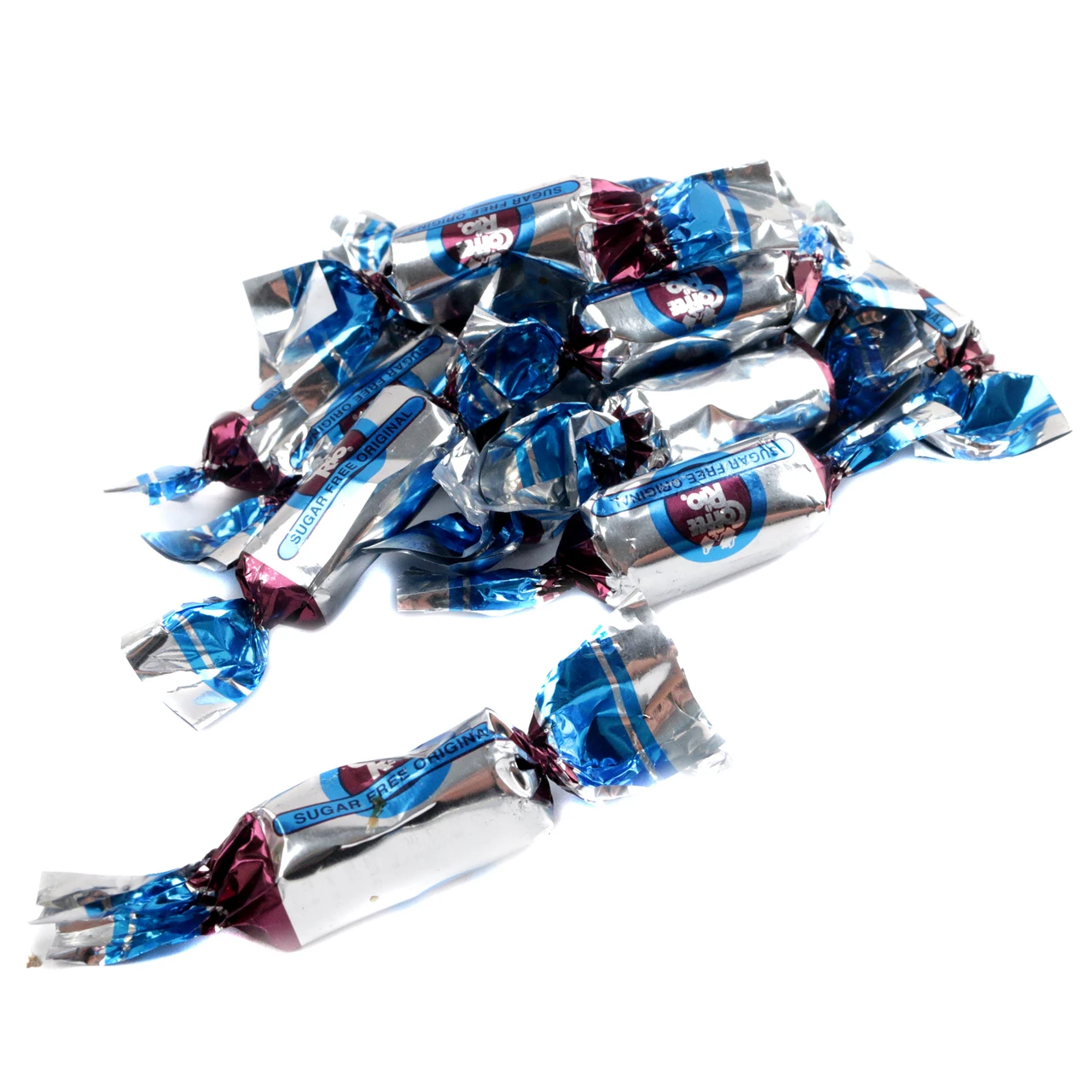 Coffee Rio Original Sugar Free Hard Candy, brown, coffee flavored, approximately 87 candies per pound.