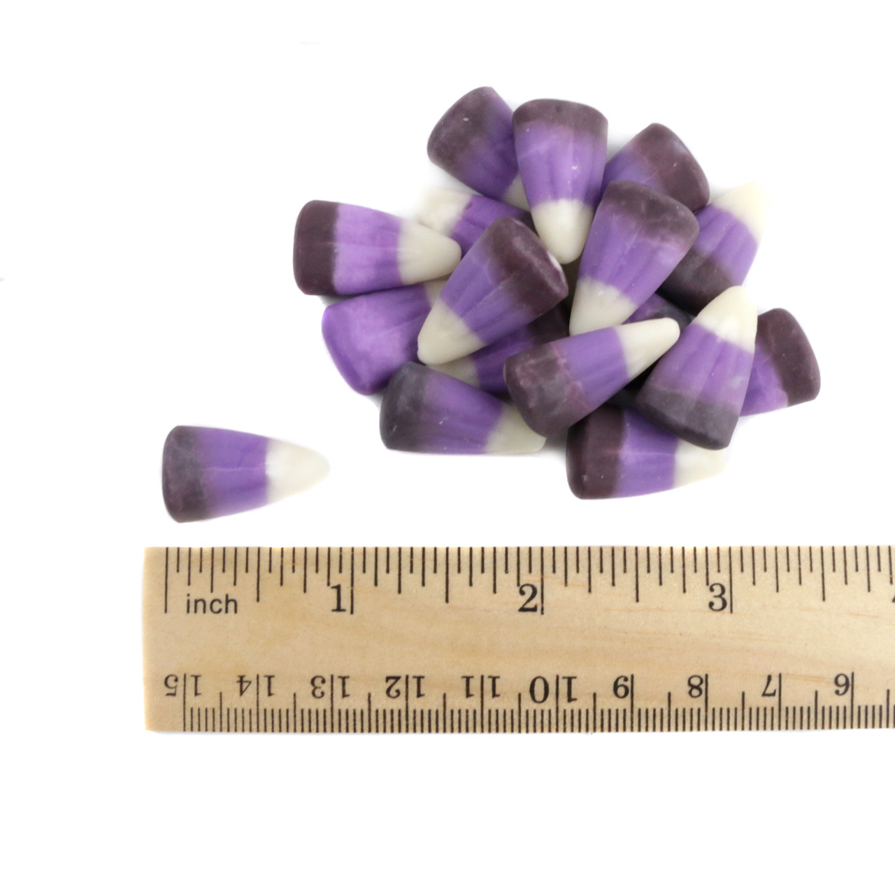 Blackberry Cobbler Candy Corn, tri-colored with distinct purple hues, approx. 250 pieces per pound for Halloween.