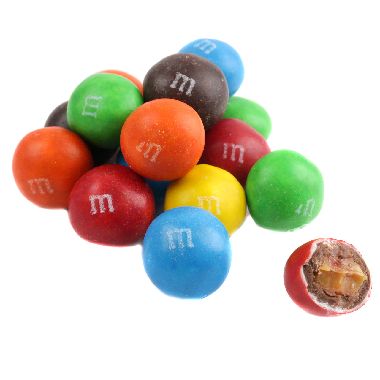 Rainbow Caramel M&M's, bulk party bag, approx 180 chocolate candies per pound.