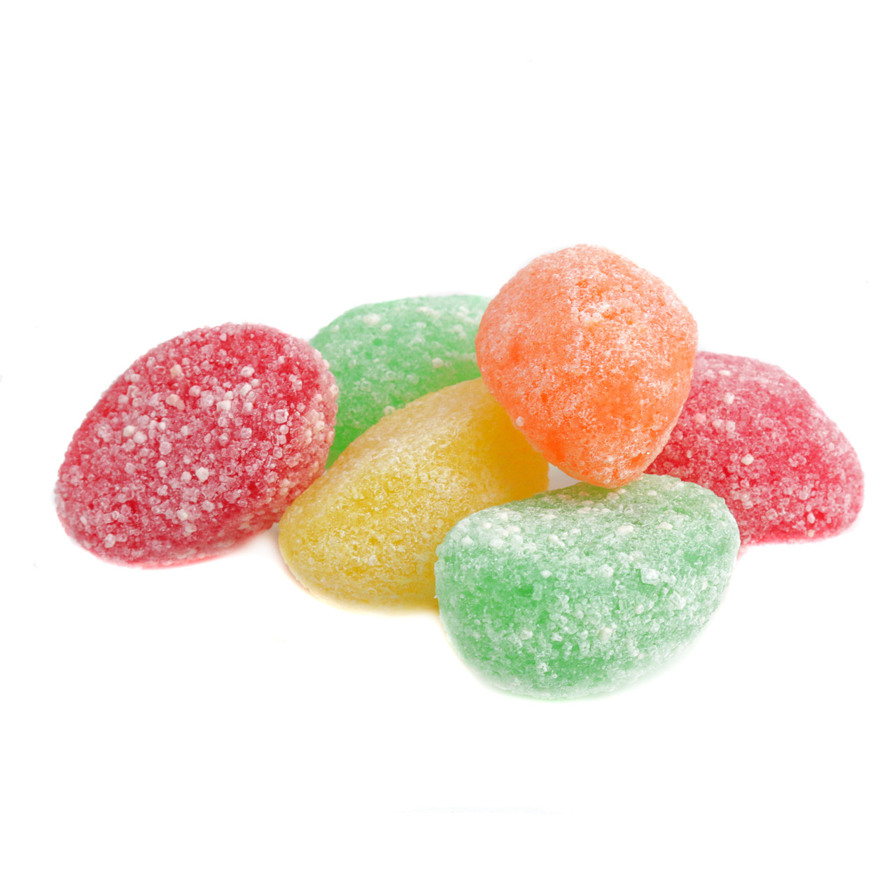 Assorted mini egg-shaped jelly eggs, vibrant rainbow colors, chewy fruity candy. Great for Easter, Made in USA.