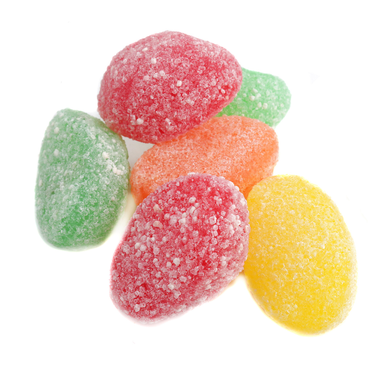 Mini egg-shaped Jelly Eggs, vibrant rainbow colors, fruity assorted flavors, chewy Easter candy, Made in USA.