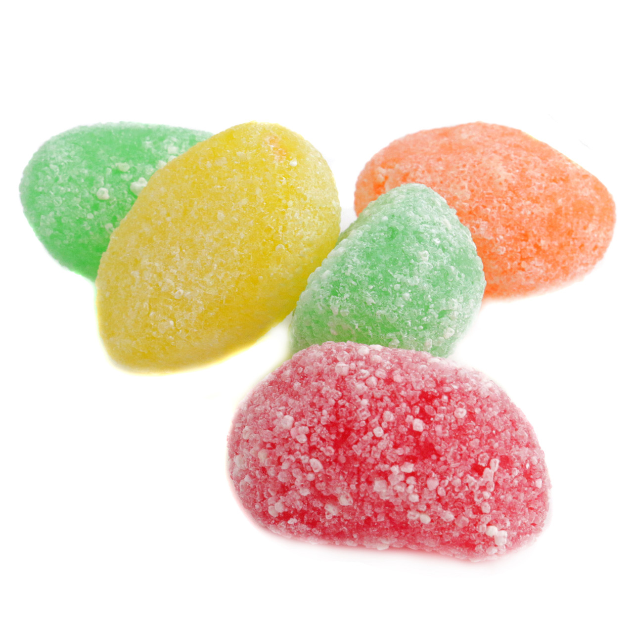 Sour Jelly Eggs, festive Easter candy, orange, cherry, lemon, lime colors, sanded finish.