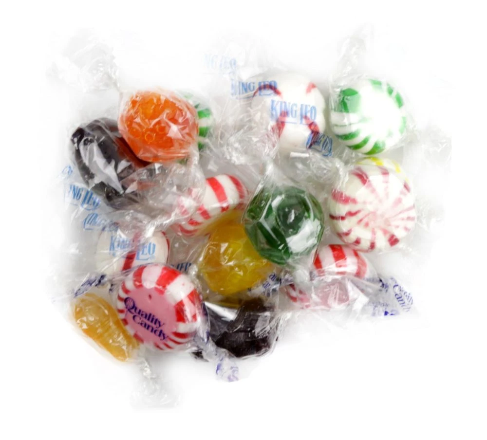 Vividly colorful Hard Candy Mix, assorted traditional flavors like mint, root beer, butterscotch. 90 individually wrapped pieces.