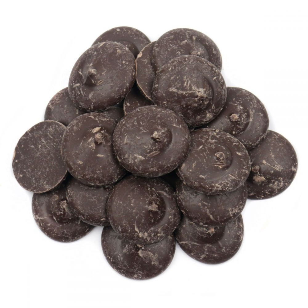 Numerous dark chocolate melting wafers, rich, smooth, for baking, coating, and candy making. High-quality, Made in USA.