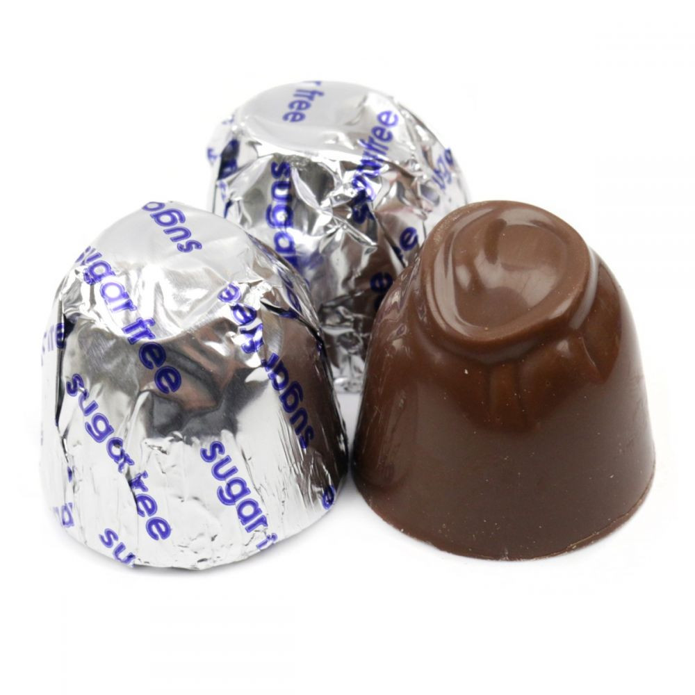 Asher's Sugar-Free Milk Chocolate Cordial Cherries, individually wrapped in shiny silver foil. Approx. 30 per pound.
