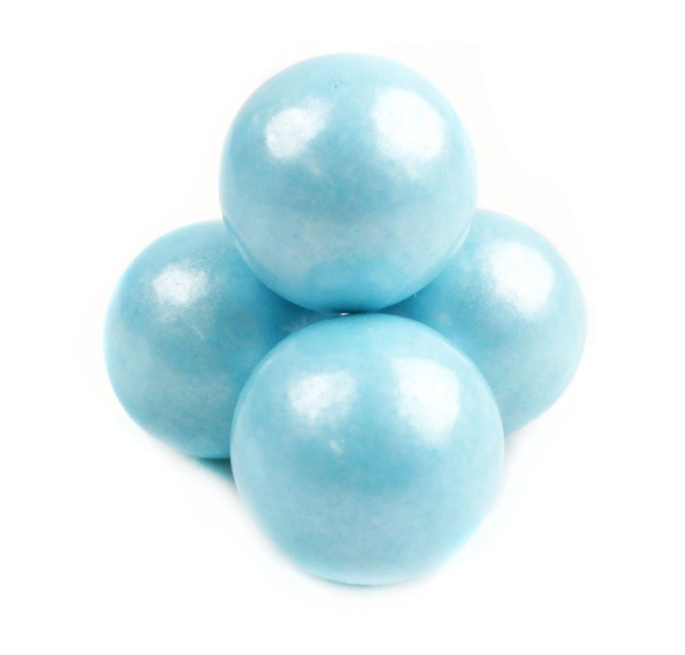 Pearl blue, 1-inch gumballs with a pearly sheen, bursting with cotton candy flavor. Ideal for baby showers and gender reveals.