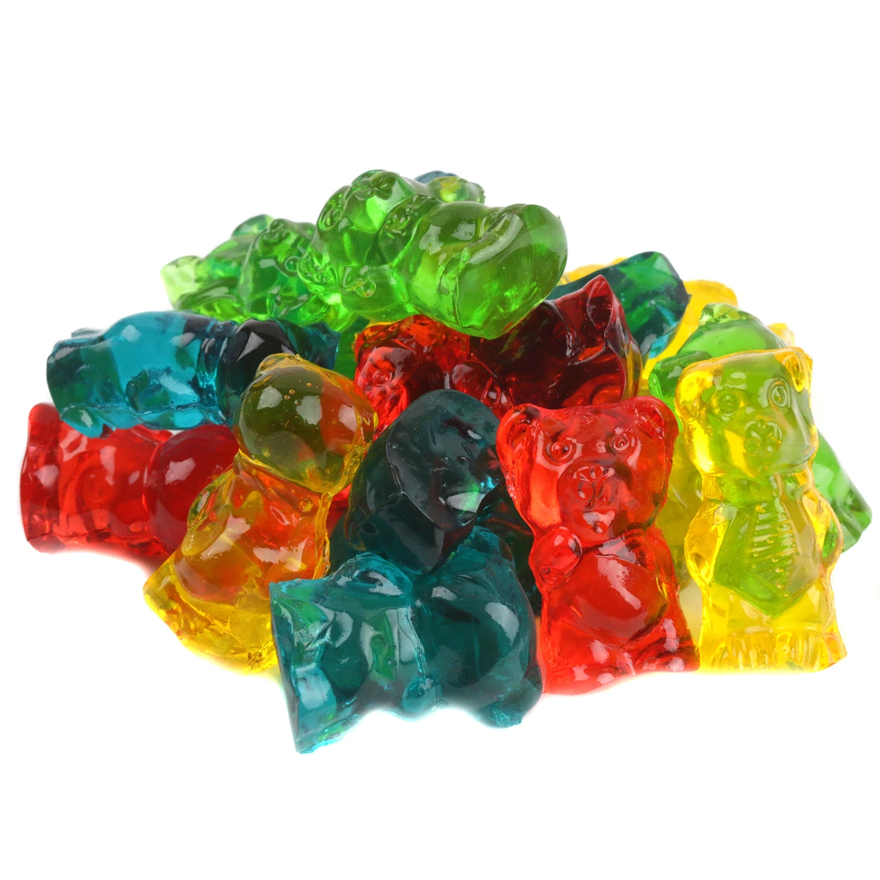 Assorted 3D Gummy Chubby Bears, fruity flavors, chewy texture, approximately 75 cute bears per pound.