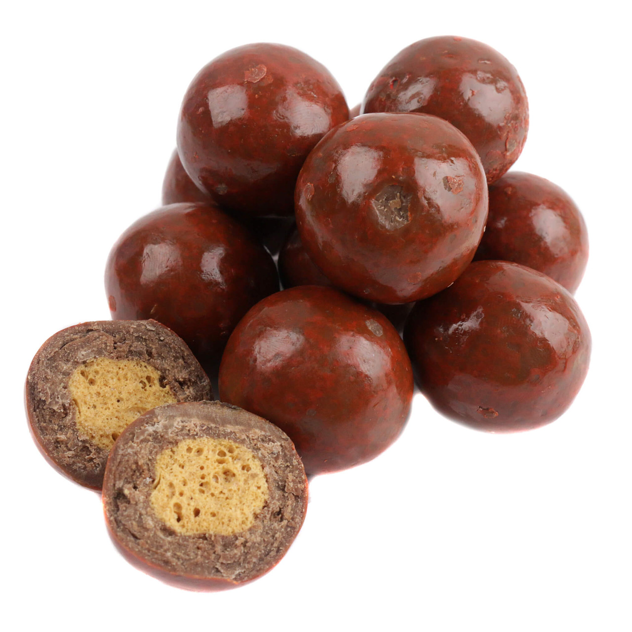 Pumpkin Spice Malt Balls, bite-sized, milk chocolate, beautiful burnt orange marbled coating.