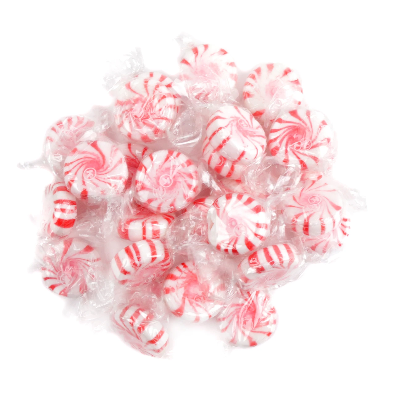 Colombina Peppermint Starlight Mints, individually wrapped, white and red striped, 1 lb bag, approx 100 pieces.