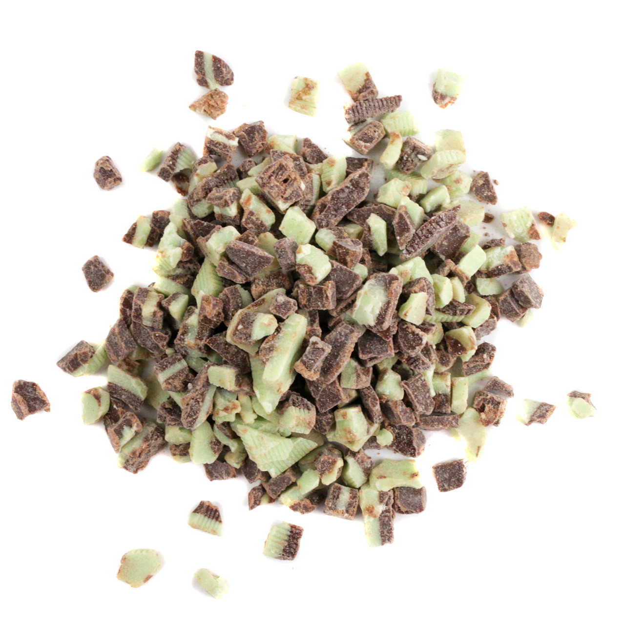 Andes mint chocolate baking chips, 1 pound, 2 cups. Distinctive green and dark brown chips, ideal for cookies, cakes, desserts.