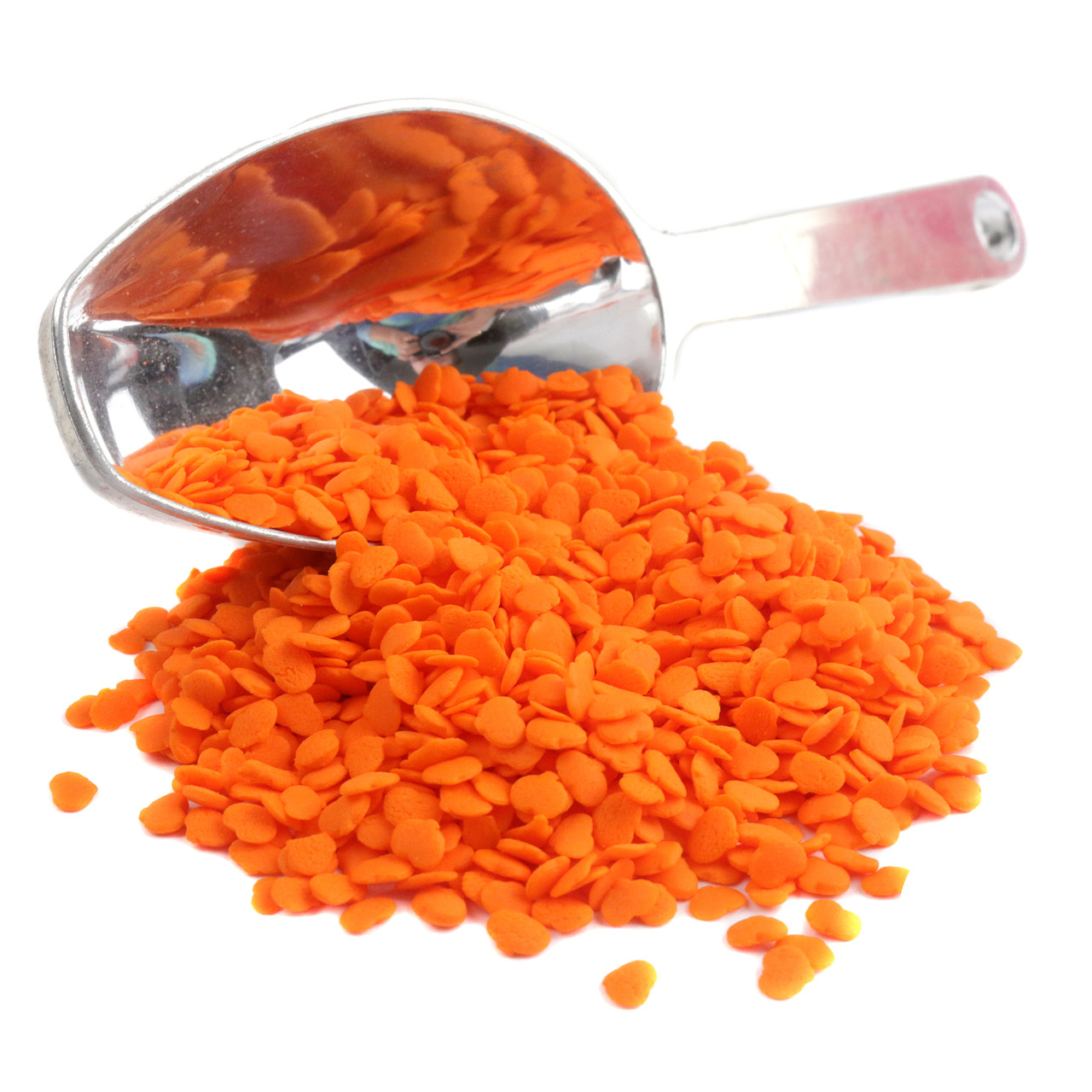 Vibrant orange pumpkin-shaped sprinkles for Halloween cookies, brownies & festive dessert decorating.