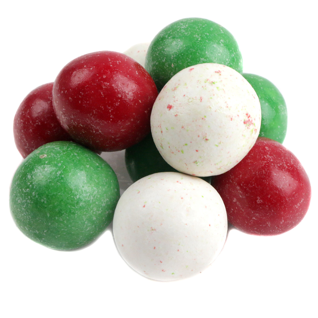Festive milk chocolate Christmas malt balls, approx 65/lb, with red, white, green candy shells. Crunchy holiday treat.