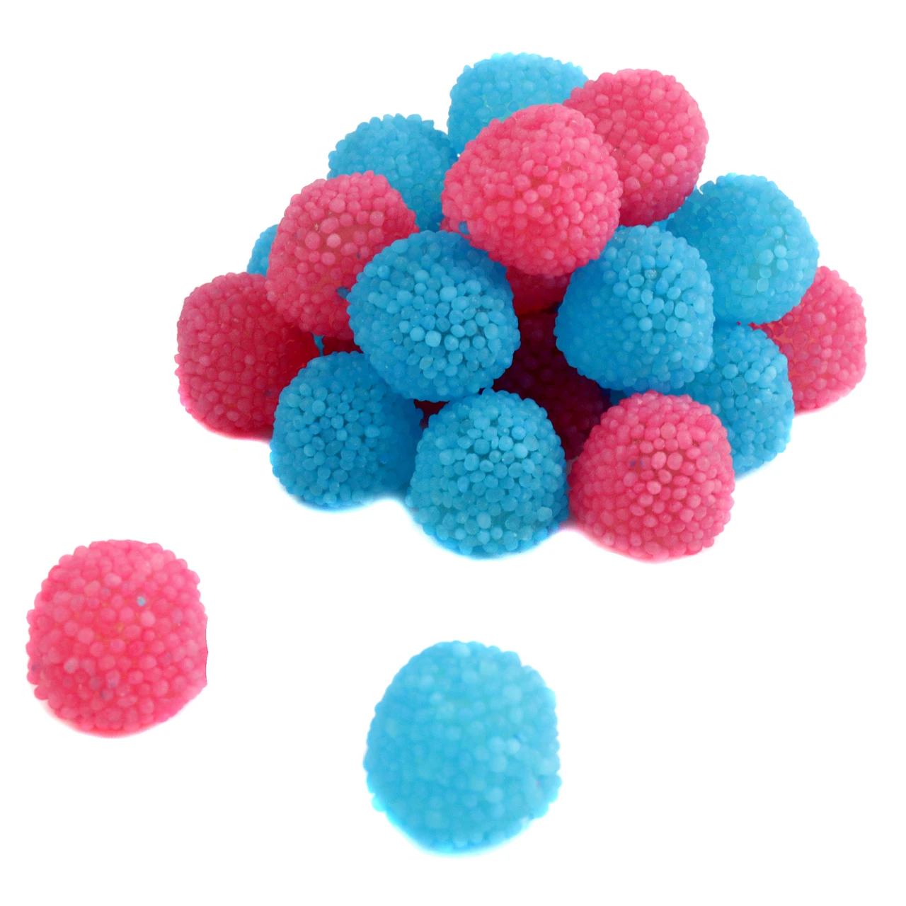 Blue & Pink Berries 2.2lb, bite-sized bubble gum candy with vibrant nonpareils for baby showers.