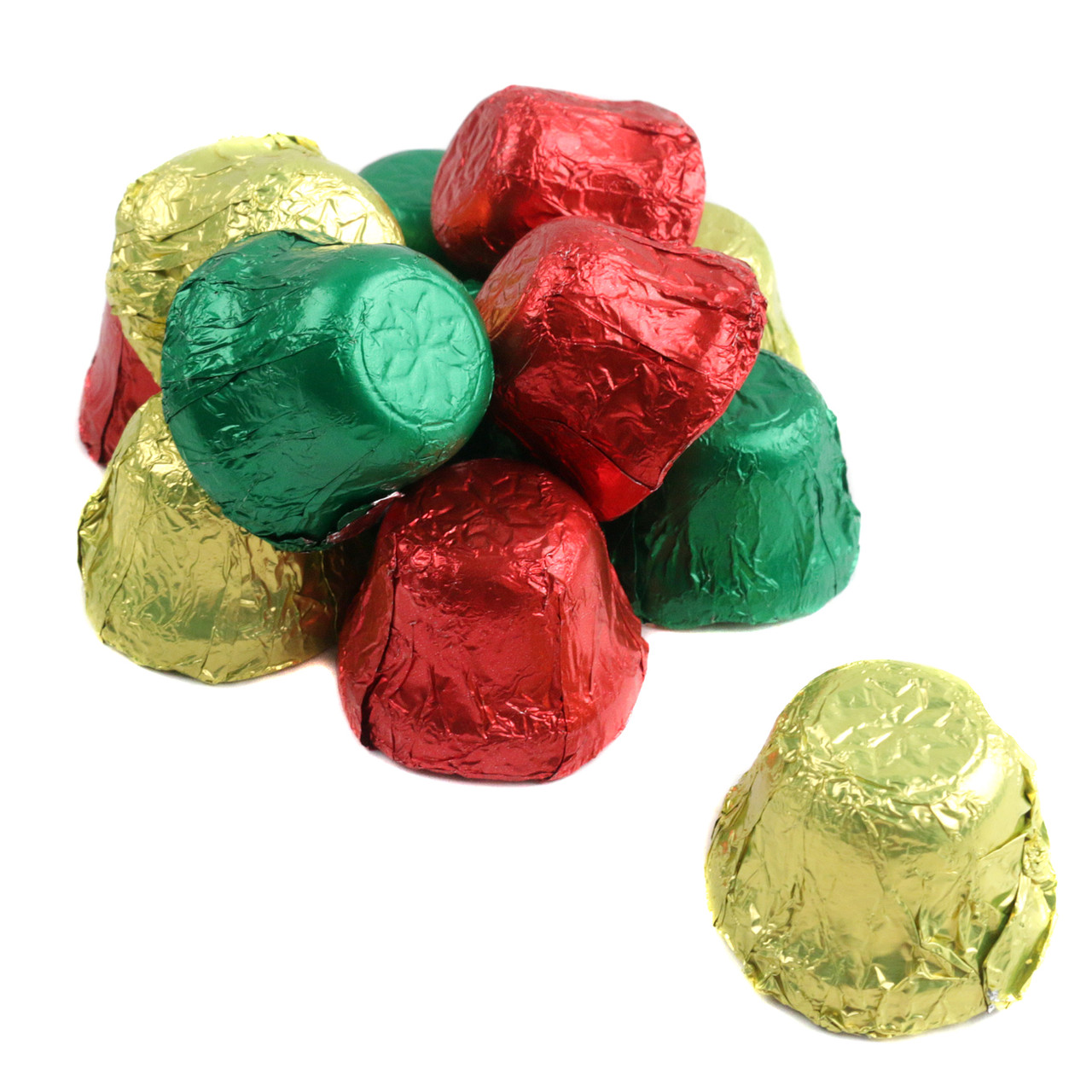 Palmer Chocolate Flavored Christmas Bells, assorted bright festive foil-wrapped chocolates, approx 45 pieces/pound.