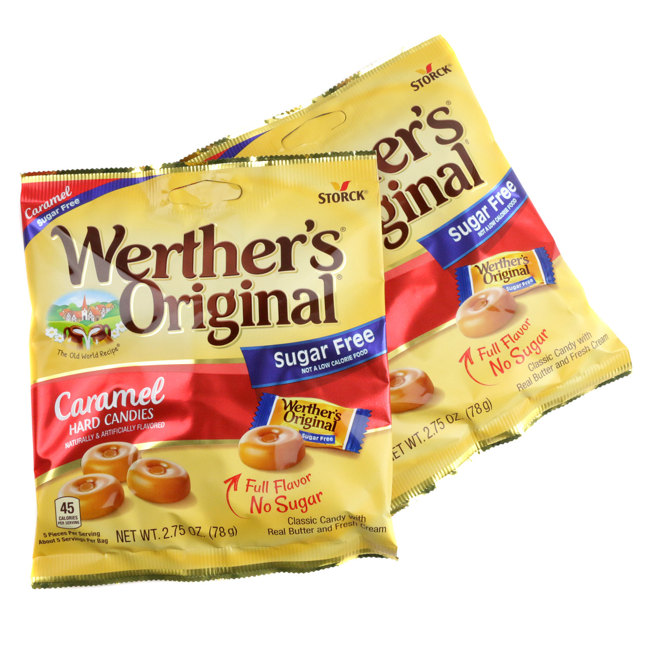 Werther's Original Sugar Free gold hard candies, individually wrapped, 2.75oz bag.