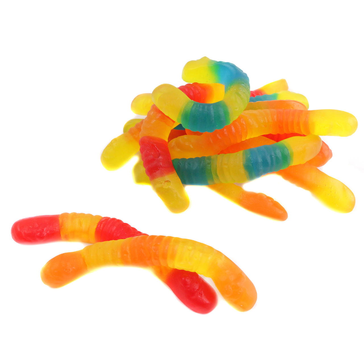 Vidal Sugar-Free Gummy Worms, vibrant electric blue, radiant red, assorted citrus and berry fruit flavors.