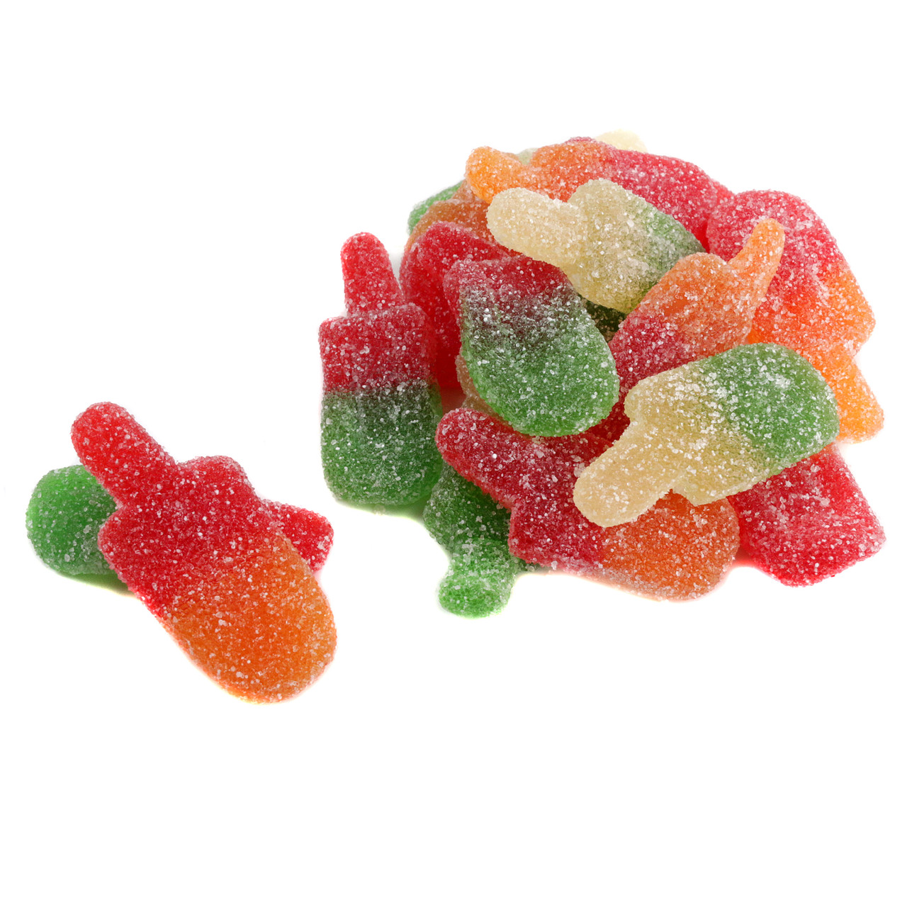 Vibrant rainbow Gummy Popsicles, approx. 90 pieces. Grape, orange, cherry, lemon, lime fruit flavored candy.