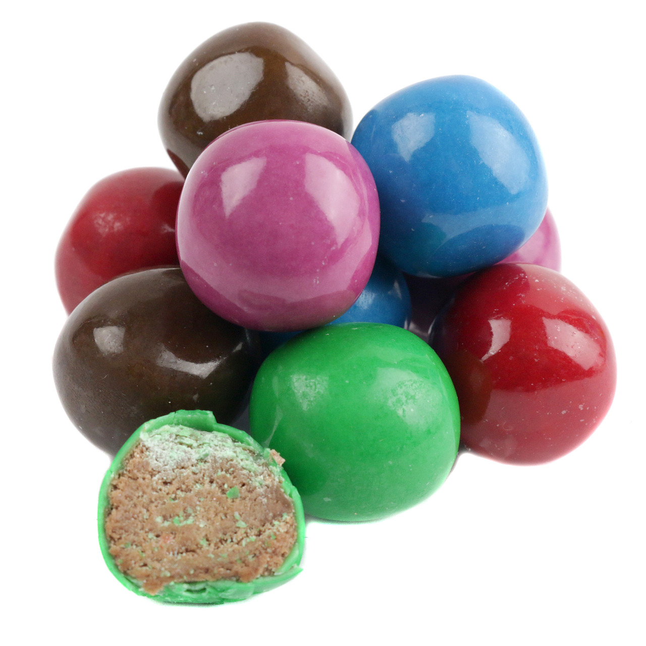 Rainbow Candy Coated Tootsie Rolls, round, chewy, crispy candy coating. Approx. 65 per pound.