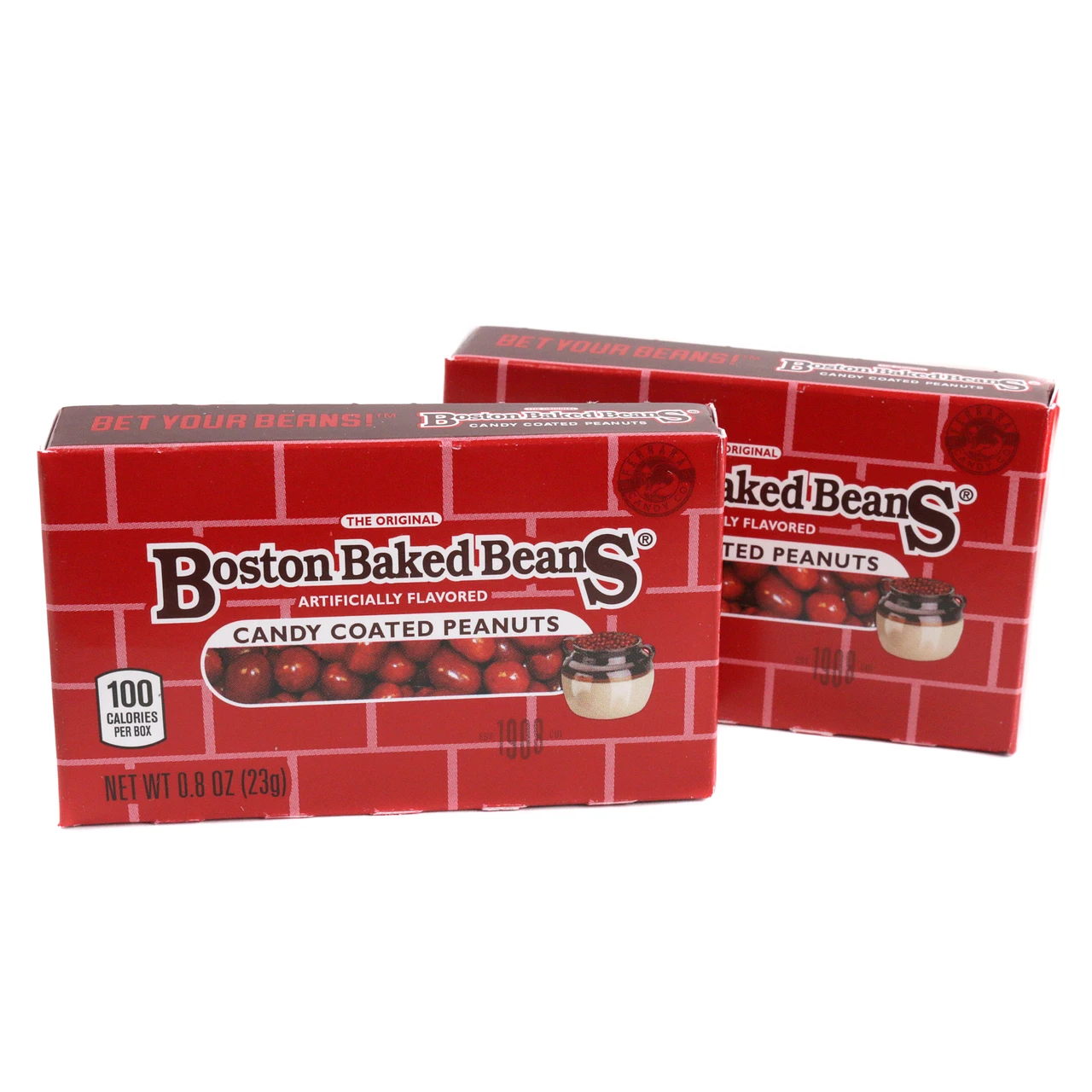 Ferrara Boston Baked Beans candy, 24-pack, 0.8oz red candy-coated peanuts. Classic old-fashioned retro crunchy sweets.