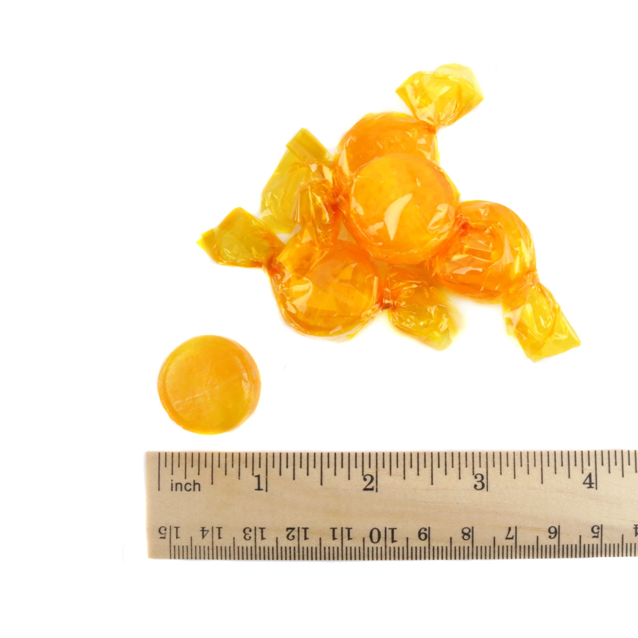 Colombina Butterscotch Hard Candy, individually wrapped in bright yellow wrappers. Approx 80 pieces per pound.