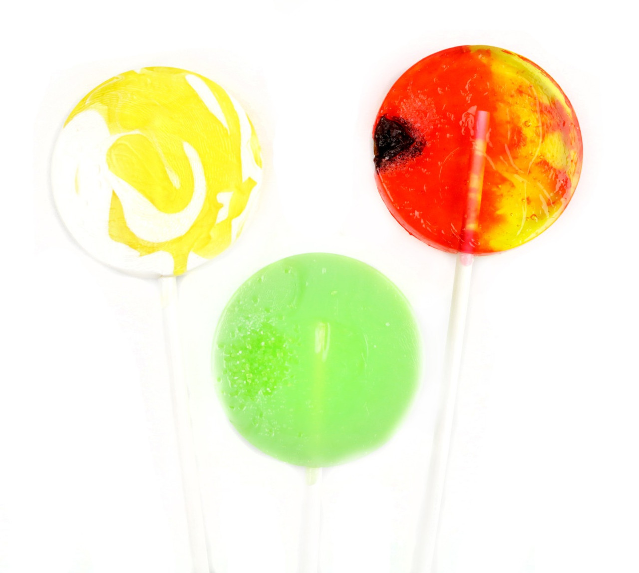 Six vibrant Pina Colada, Sour Margarita, Mai Tai cocktail lollipops. Individually wrapped, gourmet, Made in USA.