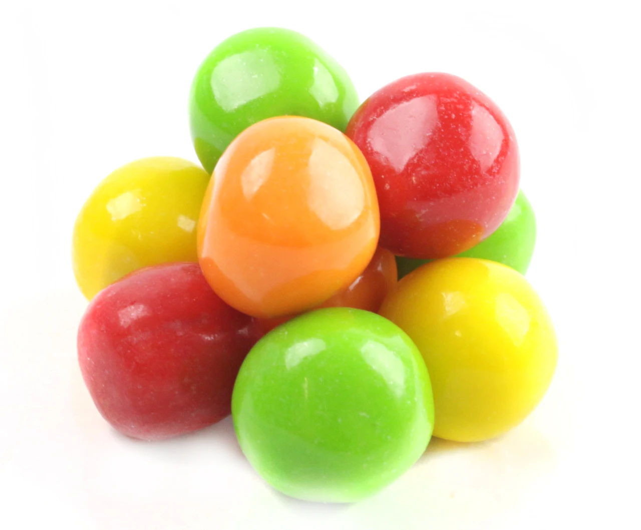 Candy Coated Tootsie Fruit Chews, bite-sized, colorful rainbow assortment: cherry, orange, lime, lemon. Approx 160 per pound.