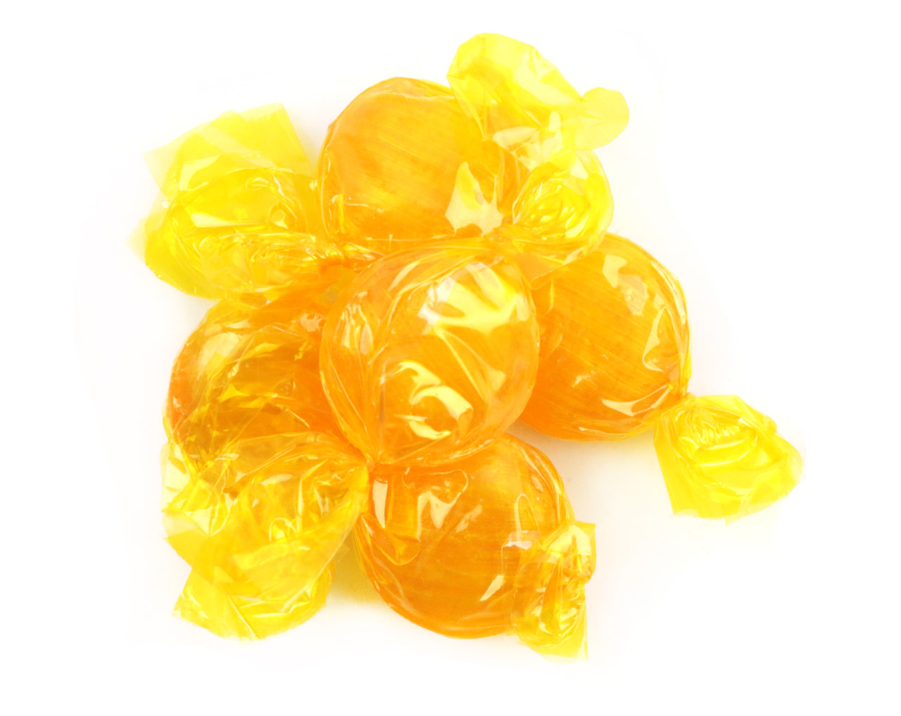 Butterscotch hard candy, individually wrapped in iconic yellow wrappers, approximately 87 pieces per 1 pound bag, classic flavor.
